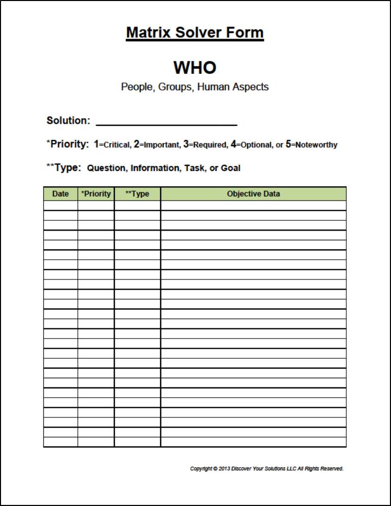 Matrix Solver Form for Objective Data (Click to enlarge a PDF version) Matrix Solver Form for Objective Data